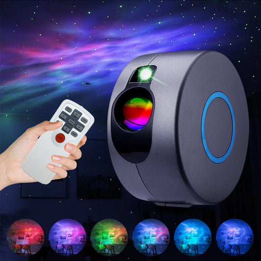 Cross-border hot starry sky projection lamp, starry atmosphere, remote control led, colorful laser, USB bedroom night light